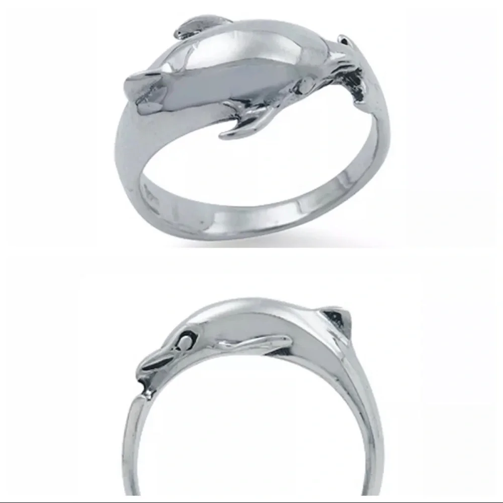 Dolphin Friendship 925 Sterling Silver ocean Ring New